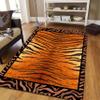 LHOMKCV Tiger Print Area Rugs, 3x5ft, Yellow Tiger Stripe and Brownish Red Tiger Stripe Patchwork Rug, Modern Animal Print Decorative Rug, Non-Slip Easy-Clean Floor Carpet for Living Room Kids Room view 1