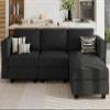 Belffin Small Sectional Sofa Modular L Shaped Couch 3 Seater Sectional Couch Convertible Chaise Ottoman with Storage Black view 1