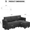 Belffin Small Sectional Sofa Modular L Shaped Couch 3 Seater Sectional Couch Convertible Chaise Ottoman with Storage Black view 2