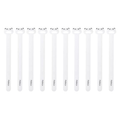 Worparsen Flexible Wire Manager Food Bag Organizer 10pcs Reusable Nylon Cable Organizer Fastener Tape Fixing Cute Cartoon Bear Design White B