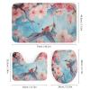 Peach Blossom Hummingbirds Shower Curtain Sets for Bathroom, 4 Pieces Pink Flower Beautiful Birds Bathroom Decor Set Waterproof Shower Curtains with 12 Hooks Toilet Lid Rug and Bath Mat view 3
