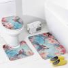 Peach Blossom Hummingbirds Shower Curtain Sets for Bathroom, 4 Pieces Pink Flower Beautiful Birds Bathroom Decor Set Waterproof Shower Curtains with 12 Hooks Toilet Lid Rug and Bath Mat view 4