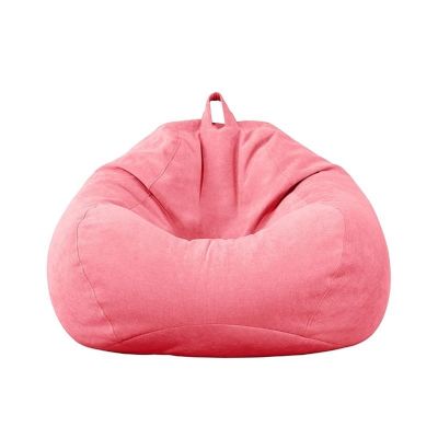 Large Small Lazy Sofa Cover Chairs Without Filler Linen Cloth Lounger Seat Bean Bag Pouf Puff Couch Tatami Living Room Bedroom (Color : Pink, Size : 90x110cm)
