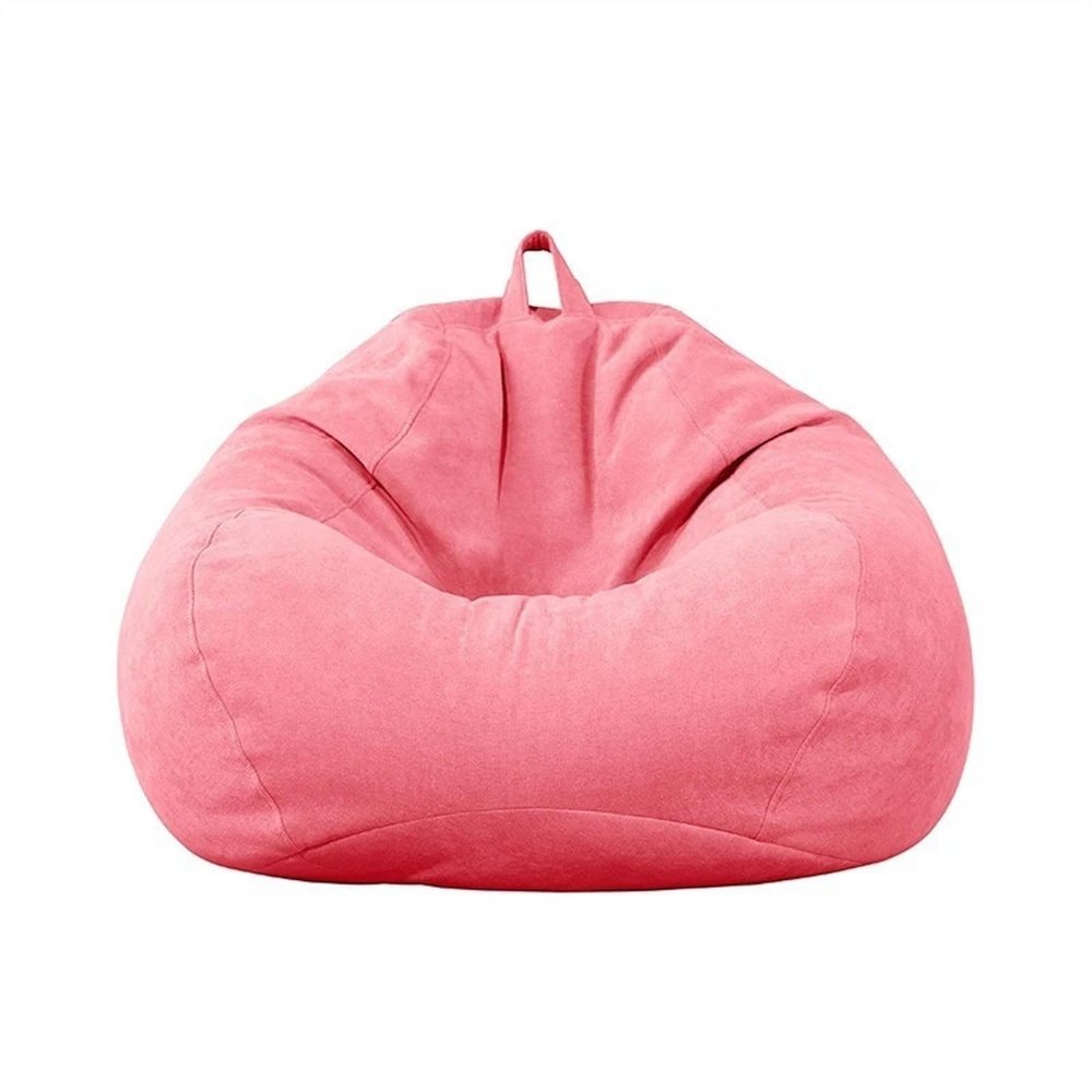 Large Small Lazy Sofa Cover Chairs Without Filler Linen Cloth Lounger Seat Bean Bag Pouf Puff Couch Tatami Living Room Bedroom (Color : Pink, Size : 90x110cm)