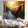 CORFOTO 180x98 Inch Italy Town Street Tapestry Cozy Old Street Cafe Italian Town Sunset Landscape Wall Hangings for Europe Travel Party Decoration Living Room Dorm Bedroom Wall Hanging Decor view 3
