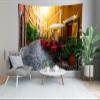 CORFOTO 180x98 Inch Italy Town Street Tapestry Cozy Old Street Cafe Italian Town Sunset Landscape Wall Hangings for Europe Travel Party Decoration Living Room Dorm Bedroom Wall Hanging Decor view 4