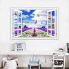 3D False Window Lavender Field Hot Air Balloon Canvas Print Wall Art Window View Print On Canvas Modern Landscape Pictures for Living Room 70x105cm Framed view 2