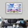 3D False Window Lavender Field Hot Air Balloon Canvas Print Wall Art Window View Print On Canvas Modern Landscape Pictures for Living Room 70x105cm Framed view 4