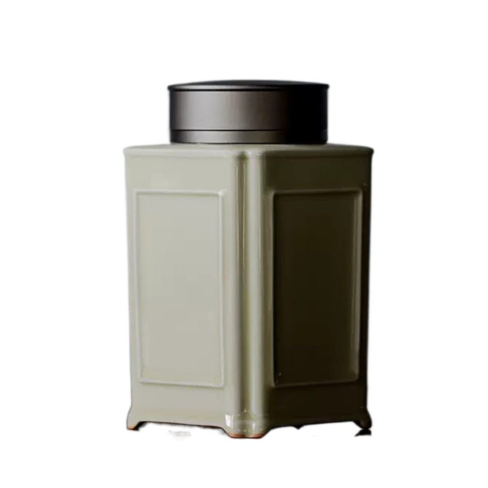 HEXEH Tea Tins Ceramic Tea Jars Chinese Retro Style Tea Canisters Loose Tea Leaf Jar, Porcelain Tea Pot Tea Storage Can with Airtight Double Lids, 380ML Tea Storage Container