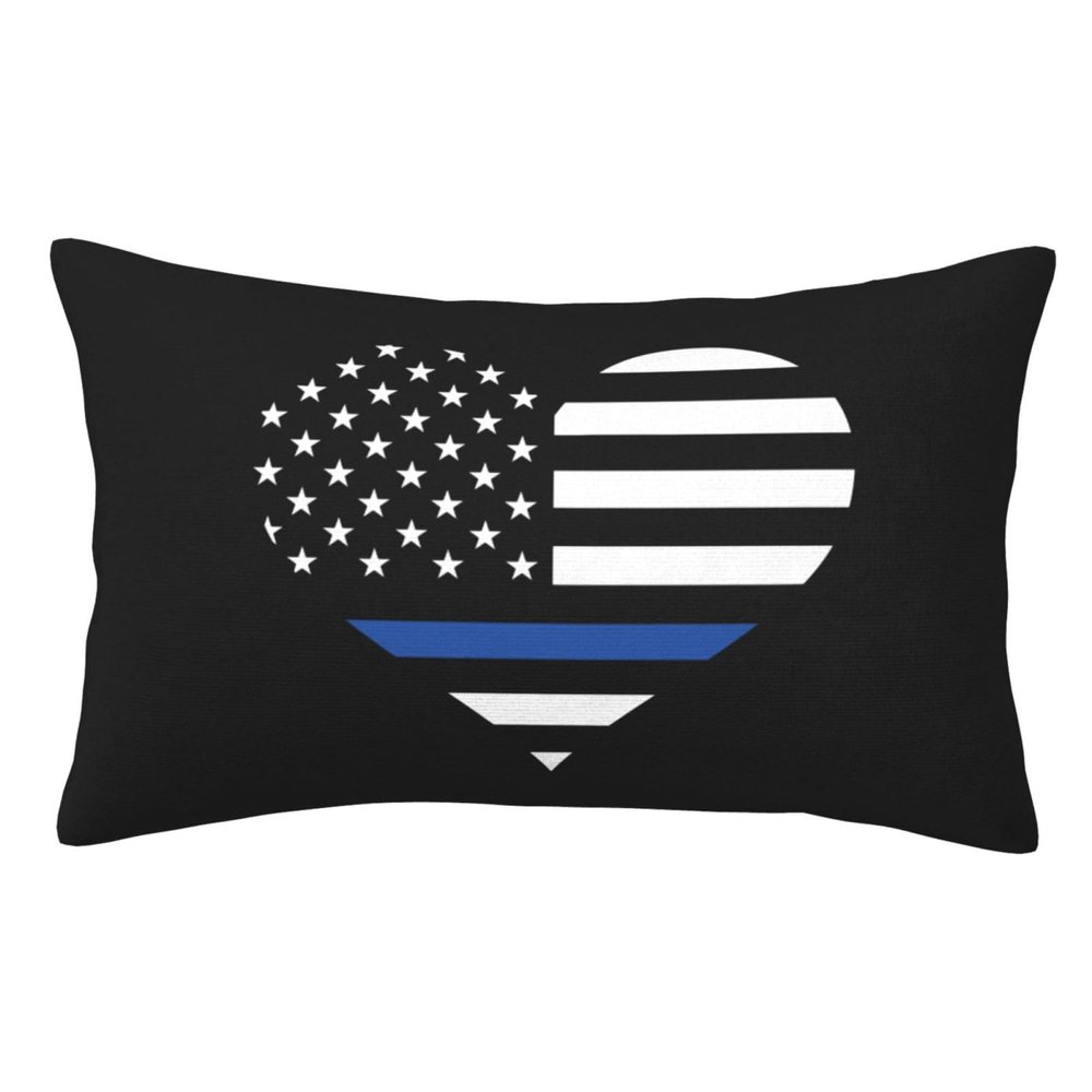 axxor Thin Blue Line Heart Flag Throw Pillows Soft Cozy Rectangle Pillow Covers Home Decor, for Sofa Bed Living Room 16"x24"