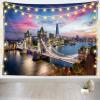 CORFOTO 117x98 Inch London Thames River Tapestry Tower Bridge Skyline Sunset London Scenery Background for Europe Travel Themed Party Birthday Decor Living Room Dorm Wall Hanging view 2