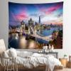 CORFOTO 117x98 Inch London Thames River Tapestry Tower Bridge Skyline Sunset London Scenery Background for Europe Travel Themed Party Birthday Decor Living Room Dorm Wall Hanging view 3