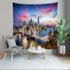 CORFOTO 117x98 Inch London Thames River Tapestry Tower Bridge Skyline Sunset London Scenery Background for Europe Travel Themed Party Birthday Decor Living Room Dorm Wall Hanging view 4