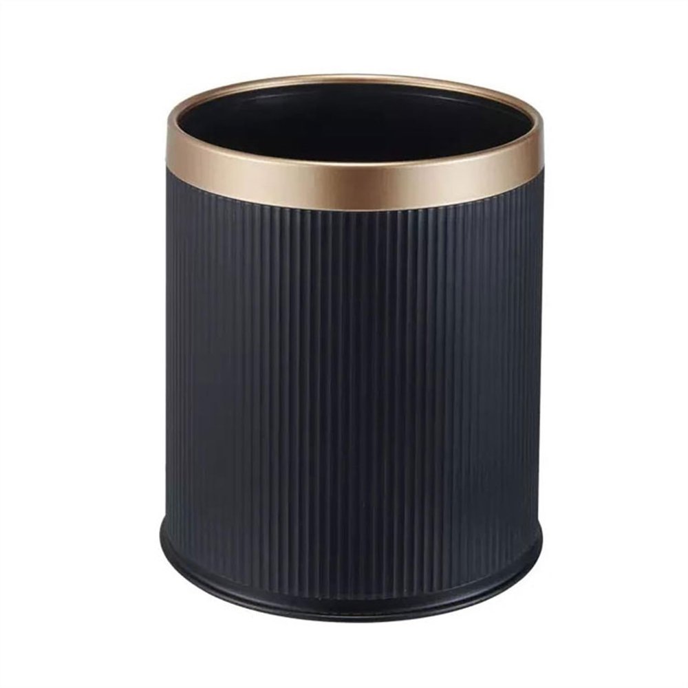 FRANCES Kitchen Garbage Can Simple Trash Can Home Living Room Kitchen Light Luxury Lidless Trash Can Office Hotel Room Bathroom Waste Paper Basket Office Trash Can (Color : Black, Size : Small)