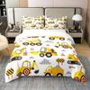 Erosebridal 100 Percent Cotton Construction Bedding Duvet Cover Truck Comforter Set Queen, Tractor Vehicle Bedding Toddler Soft Breathable Bedroom Set Cute Comfy Cozy Room Decor, Yellow view 1
