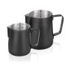 2 Pack Matte Black Milk Frothing Pitcher, 12oz/350ml & 20oz/600ml Espresso Steaming Pitcher, Stainless Steel Milk Frother Steamer Cup, Perfect for Espresso Coffee Cappuccino Latte Art view 1