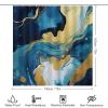 Scandinavian Style Marble Shower Curtain 4 Piece Sets with Non-Slip Rugs,Toilet Lid Cover And Bath Mat Navy Blue Gold Fluid Abstract Modern Waterproof Shower Curtain with 12 Hooks Bathroom Set Home De view 2