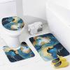 Scandinavian Style Marble Shower Curtain 4 Piece Sets with Non-Slip Rugs,Toilet Lid Cover And Bath Mat Navy Blue Gold Fluid Abstract Modern Waterproof Shower Curtain with 12 Hooks Bathroom Set Home De view 4