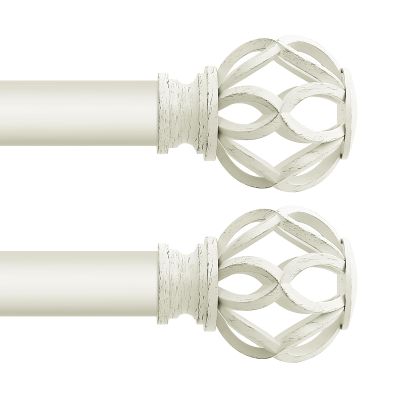 TVWOO White Decorative Farmhouse Curtain Rods 2 Pack:36-88"Adjustable Heavy Duty Single Window Curtain Rod for Bedroom Living Room,White Boho Rustic Drapery Rods with Vintage Twist Finial Easy Install