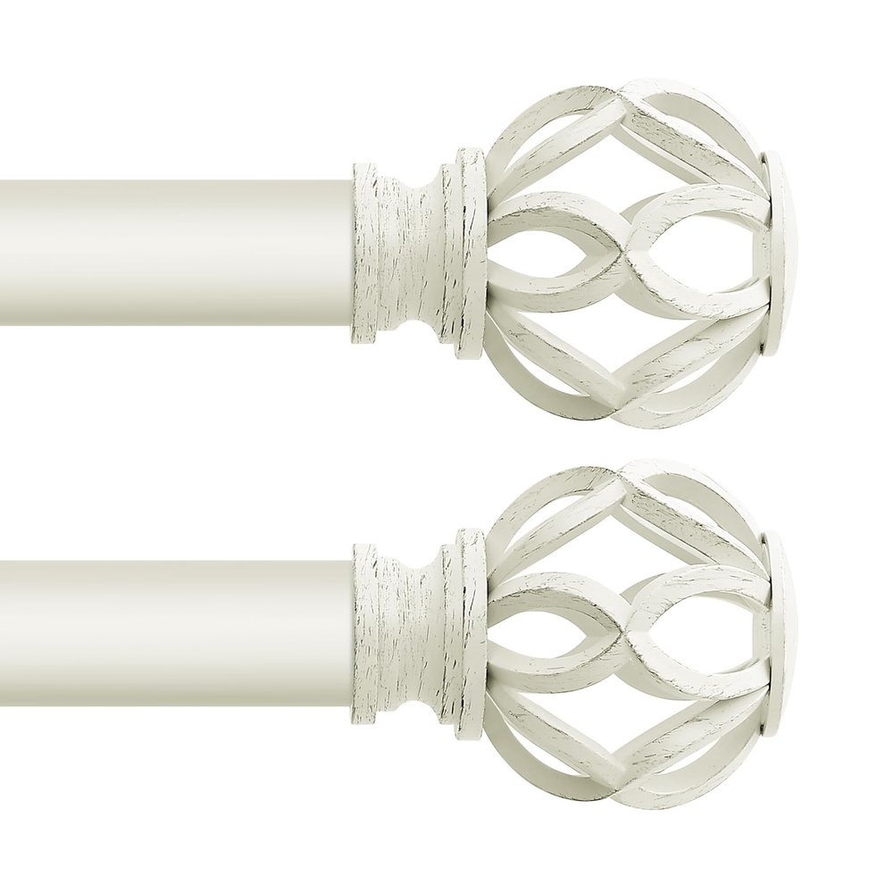 TVWOO White Decorative Farmhouse Curtain Rods 2 Pack:36-88"Adjustable Heavy Duty Single Window Curtain Rod for Bedroom Living Room,White Boho Rustic Drapery Rods with Vintage Twist Finial Easy Install