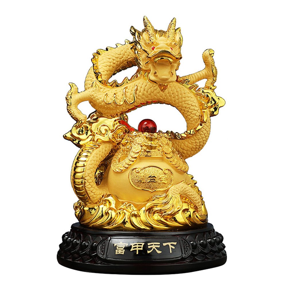 WXMYOZR Chinese Feng Shui Dragon Statue,2024 New Year Dragon Ornaments for Home Store and Office Decor Attract Wealth and Good Luck,10in