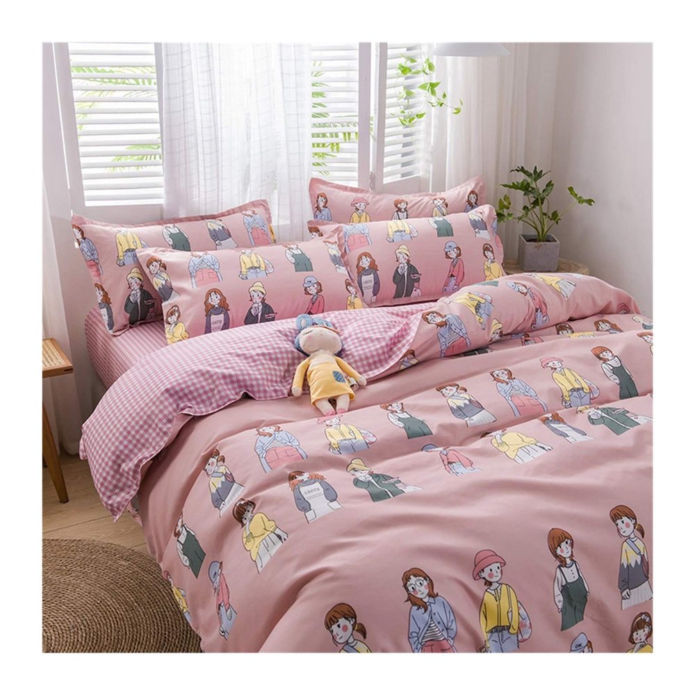 Cactus Flower Plant 4pcs Girl Boy Kid Bed Cover Set Duvet Cover Adult Child Bed Sheet Pillowcase Comforter Set (Color : Grey Size : Twin)