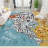 ERAYNA World Map Dinosaur Animals Area Rugs, United States Map America Travel Indoor Non-Slip Kids Rug, Upholstery Rug with Non-Slip Backing for Kids Boys Girls Bedroom Living Room Dining 5ftx6ft view 1