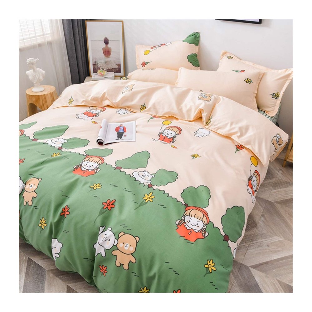 Cactus Flower Plant 4pcs Girl Boy Kid Bed Cover Set Duvet Cover Adult Child Bed Sheet Pillowcase Comforter Set (Color : Lake Blue Size : Twin)
