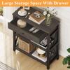 FATORRI Rustic Small Bookshelf, Industrial Wood Book Shelf with Drawer, 3 Shelf Bookcase for Small Space, Low Book case for Living Room, Home Office (Walnut Brown) view 3