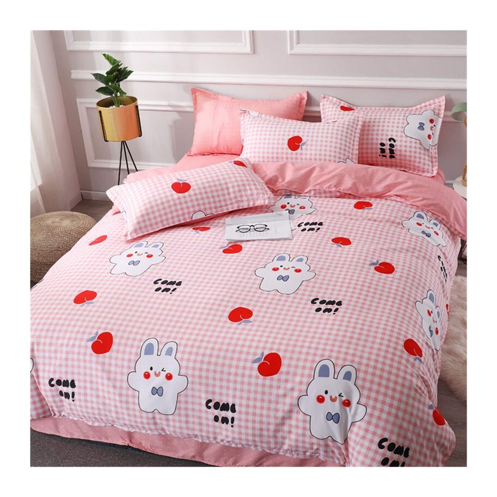 Cactus Flower Plant 4pcs Girl Boy Kid Bed Cover Set Duvet Cover Adult Child Bed Sheet Pillowcase Comforter Set (Color : Rosy Red Size : King)