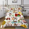 Cartoon Tractor Coverlet Set King Size, Cute Farm Animals Quilted Coverlet Kids Toddler Farmhouse Bedspread Cute Farm Animals Quilted 3Pcs view 2