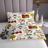 Cartoon Tractor Coverlet Set King Size, Cute Farm Animals Quilted Coverlet Kids Toddler Farmhouse Bedspread Cute Farm Animals Quilted 3Pcs view 4