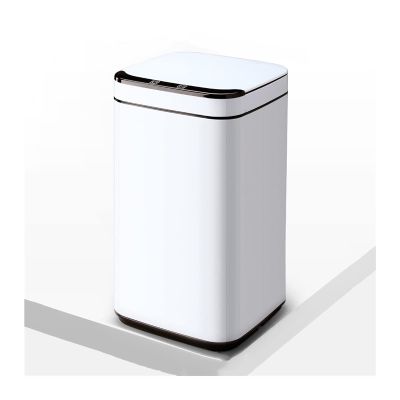 Kitchen Trash Can Household Smart Trash Can Inductive Trash Can 13L with Lid Stainless Steel Living Room Bedroom Trash Can White Office Wastebasket