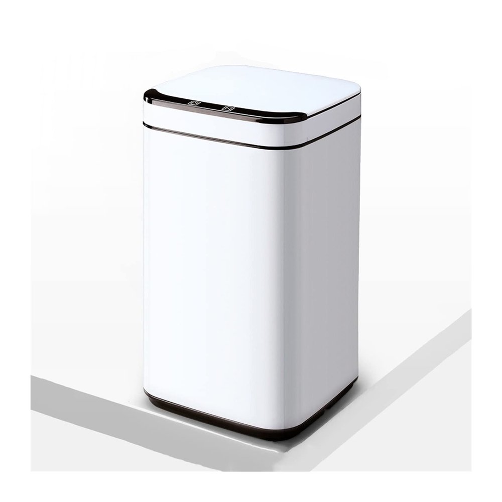 Kitchen Trash Can Household Smart Trash Can Inductive Trash Can 13L with Lid Stainless Steel Living Room Bedroom Trash Can White Office Wastebasket