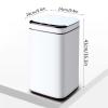 Kitchen Trash Can Household Smart Trash Can Inductive Trash Can 13L with Lid Stainless Steel Living Room Bedroom Trash Can White Office Wastebasket view 2
