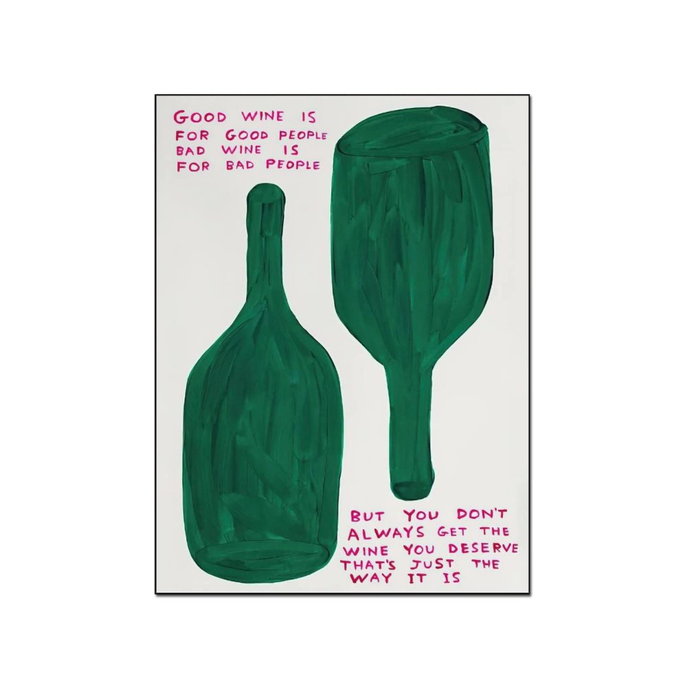 AAHARYA David Shrigley Wine Posters Funny Posters Kitchen Wall Art David Shrigley Wine Bottle Good Wine Canvas Painting Wall Art Poster for Bedroom Living Room Decor 16x20inch(40x51cm) Frame-style