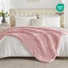 Carriediosa Chunky Knit Throw Blanket 50" X 60", 100% Hand Made Large Chenille Loop Yarn Soft Fluffy Throws for Couch Sofa Bed, Big Crochet Cozy Heavy Thick Cable Woven Blankets, Dusty Pink view 4
