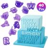 40 Pcs Alphabet Cookie Cutters Set Purple Plastic Letter Icing Cake Decorating Fondant Number Cutters Mould Tools for Sugarcraft Biscuit Pastry Plunger Baking view 2