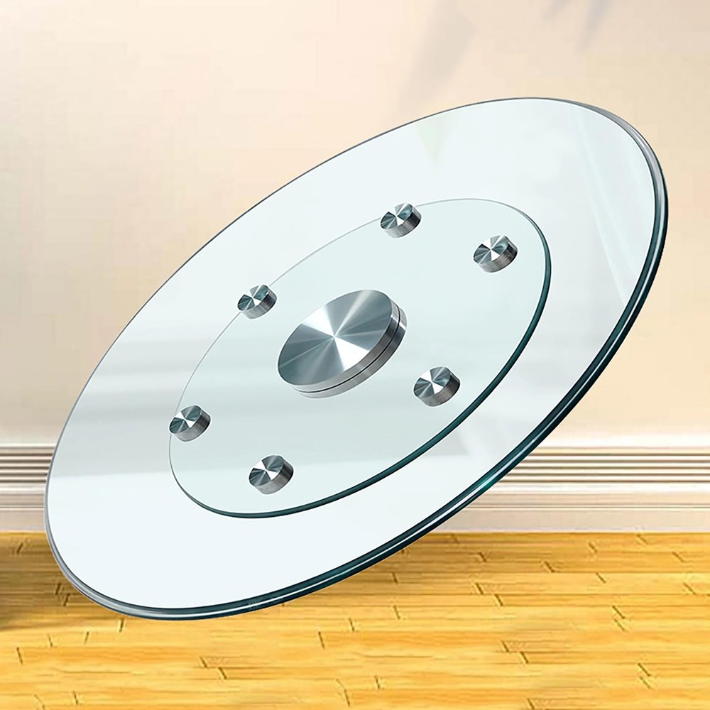 23.6" Tempered Glass Lazy Susan Turntable Dining Table Centerpiece Rotating Tray with Swivel Assist System Round Tabletop Rotating Tray Large Dining Table Serving Plate Silent & Smooth Spin ( Size : 2