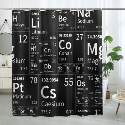 DESIHOM Chemistry Black Periodic Table Shower Curtain Science Elements Shower Curtain Kids Bathroom Decor Polyester Fabric-72" x 72"