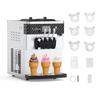 3 Flavor Soft Serve Ice Cream Maker Countertop Commercial Ice Cream Machine 2450W,With 2 * 7L Hoppers & 2 * 1.8L Cylinders 20-30L Hourly Maker for Snack Bar Supermarkets,White view 1