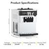 3 Flavor Soft Serve Ice Cream Maker Countertop Commercial Ice Cream Machine 2450W,With 2 * 7L Hoppers & 2 * 1.8L Cylinders 20-30L Hourly Maker for Snack Bar Supermarkets,White view 2