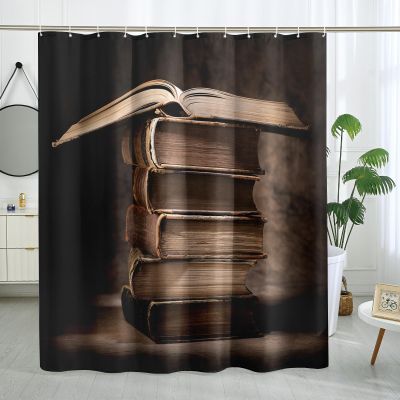 DESIHOM Vintage Books Shower Curtain Literature Antique Bookshelf Shower Curtains Retro Educational Bookcase Classic Art Bathroom Decor Polyester Fabric-72" x 72"