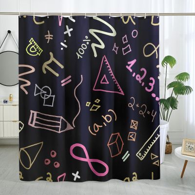 DESIHOM Mathematics Doodle Shower Curtain Sketches Formula Math Themed Shower Curtains for Kids Education Algebra Studies Design Bathroom Decor Polyester Fabric-72" x 72"