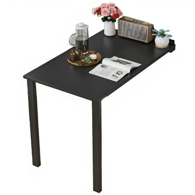 HZLCMPY Wall Mounted Folding Table, Flip-up Dining Table Wood Drop-Leaf Desk with Support Legs, L29 x W17.7 x H29.5 Inch, Kitchen Laundry Room Restaurant Office Wall Table (Black)