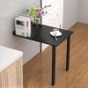 HZLCMPY Wall Mounted Folding Table, Flip-up Dining Table Wood Drop-Leaf Desk with Support Legs, L29 x W17.7 x H29.5 Inch, Kitchen Laundry Room Restaurant Office Wall Table (Black) view 2