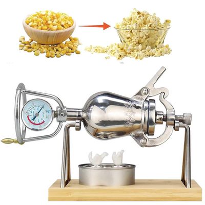 SOYPAX DIY Hand Popcorn Maker 304 Stainless Steel Grain Amplifier Vintage Nostalgia Mini Popcorn Popper High Pressure Popcorn Machine Home Use,200ml