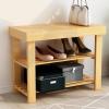 AoForce Bamboo Shoe Rack Bench, Smooth Rounded Corners, Surface Waterproof, Multi-Function, Free Standing Shoe Racks for Bedroom Hallway Closet (Size : 60cm) view 1