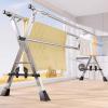 KOOKYY Clothes Drying Rack Outdoor Foldable, Space-Saving Laundry Rack, Adjustable and Foldable Hanger Rack, Stainless Steel Garment Rack, with 20 Windproof Hooks, for Indoor or Outdoor view 2
