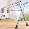 KOOKYY Clothes Drying Rack Outdoor Foldable, Space-Saving Laundry Rack, Adjustable and Foldable Hanger Rack, Stainless Steel Garment Rack, with 20 Windproof Hooks, for Indoor or Outdoor view 3